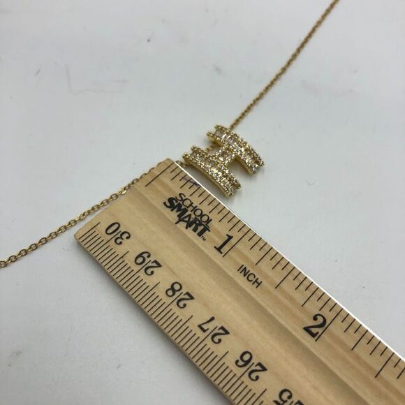 18K Gold Plated Women's Initial Letter H Cubic Zirconia Necklace Waterproof - Picture 12 of 13
